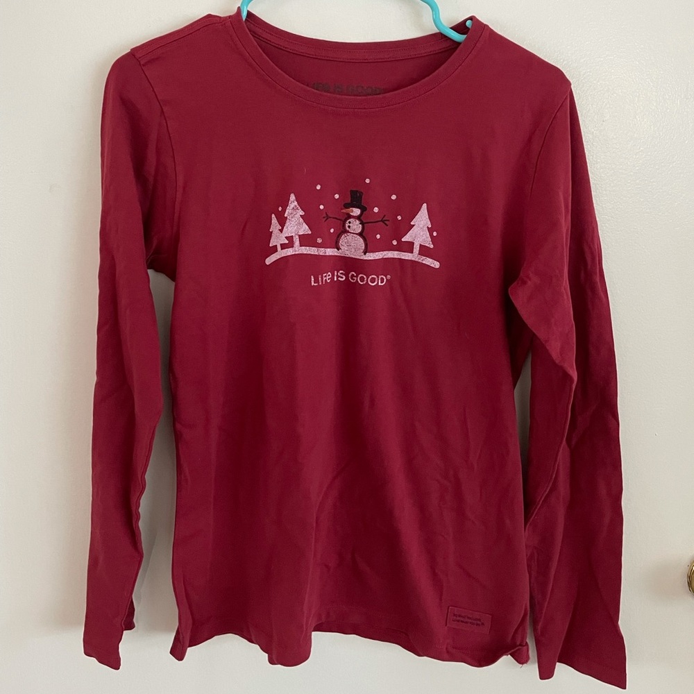 Red Snowman Life Is Good Shirt